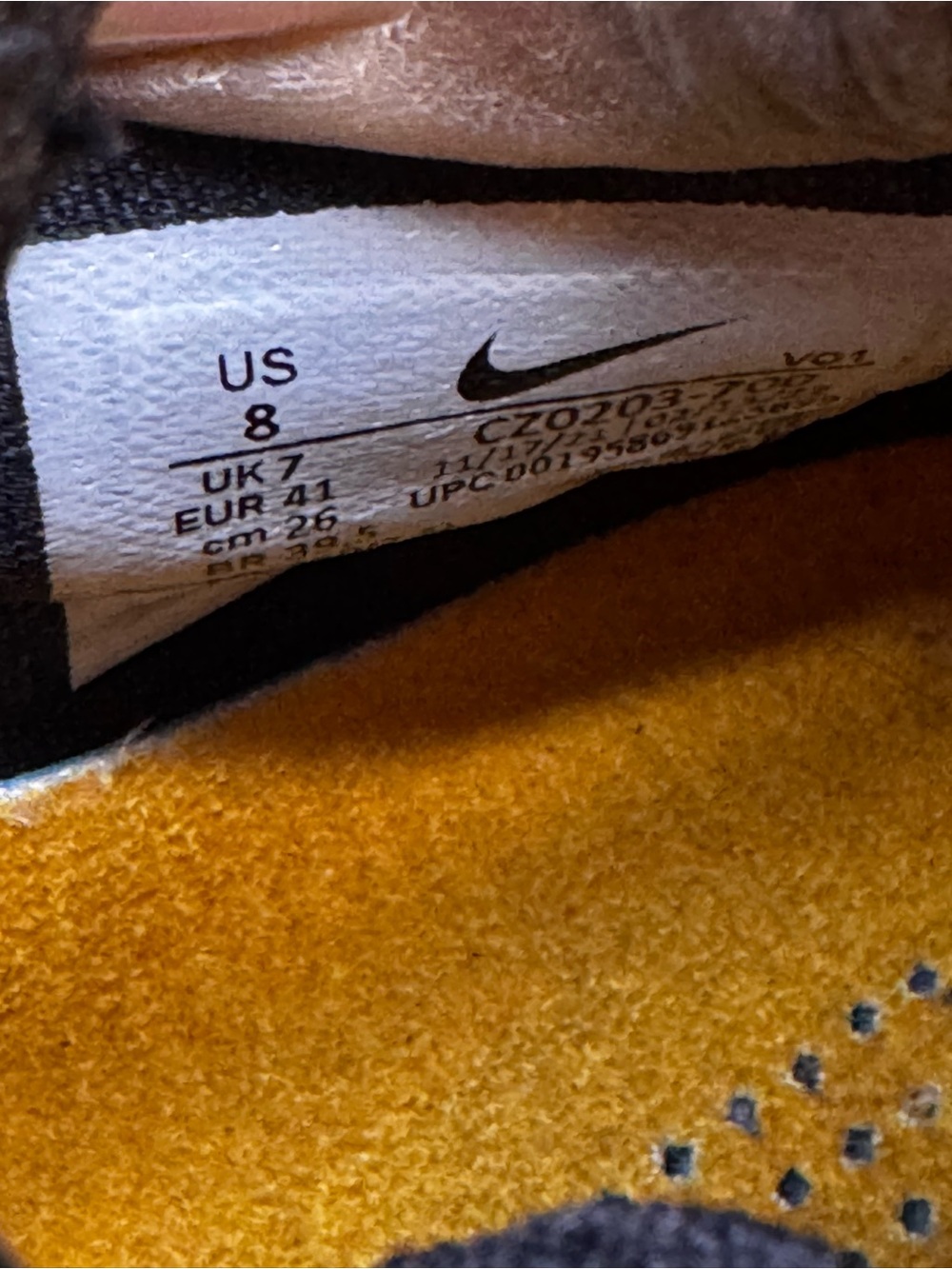 SIZE 8 Nike Lebron 19 "Hard Hat" (CZ0203-700) Men's University Gold Black - Picture 5 of 5